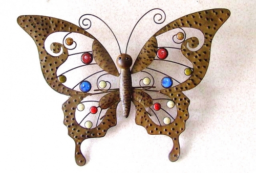 Metal Butterfly Wall Art Sparkling Gems Décor