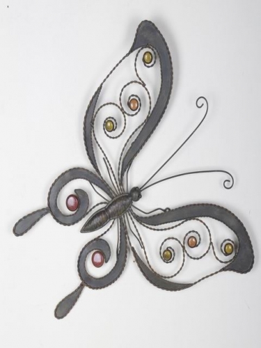 Metal Butterfly Wall Art Sparkling Gems Décor