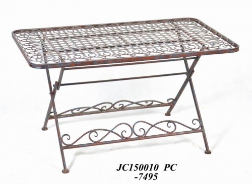Decorative Rustic Wrought Iron Metal Outdoor Patio. FOLDING COFFEE TABLE