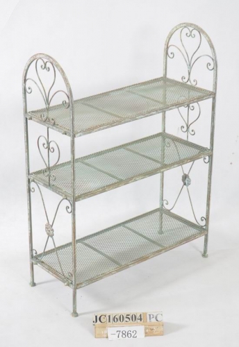 Decorative Rustic Wrought Iron Metal Outdoor Patio. 3-TIER SHELF Lock Down