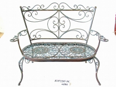 Decorative Rustic Wrought Iron Metal Outdoor Patio. BENCH Lock Down