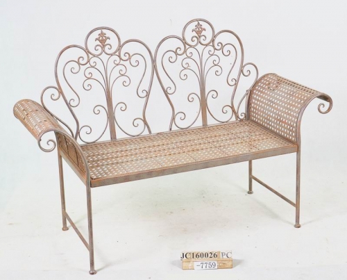 Decorative Rustic Wrought Iron Metal Outdoor Patio. BENCH Lock Down