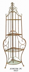 Decorative Rustic Wrought Iron Metal Outdoor Patio. 4-TIER CORNER SHELF