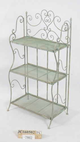 Decorative Rustic Wrought Iron Metal Outdoor Patio. 3-TIER FOLDING SHELF