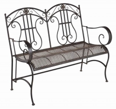 Decorative Rustic Wrought Iron Metal Outdoor Patio. FOLDING BENCH