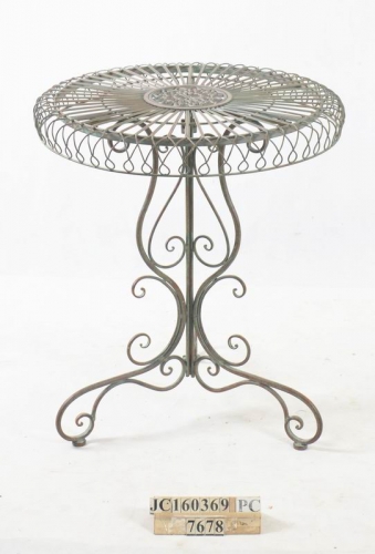 Decorative Rustic Wrought Iron Metal Outdoor Patio. RD. TABLE Lock Down