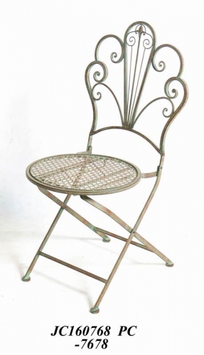 Decorative Rustic Wrought Iron Metal Outdoor Patio. FOLDING CHAIR