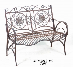 Decorative Rustic Wrought Iron Metal Outdoor Patio. BENCH Lock Down