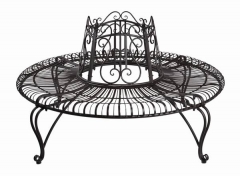 Decorative Rustic Wrought Iron Metal Outdoor Patio. TREE BENCH Lock Down