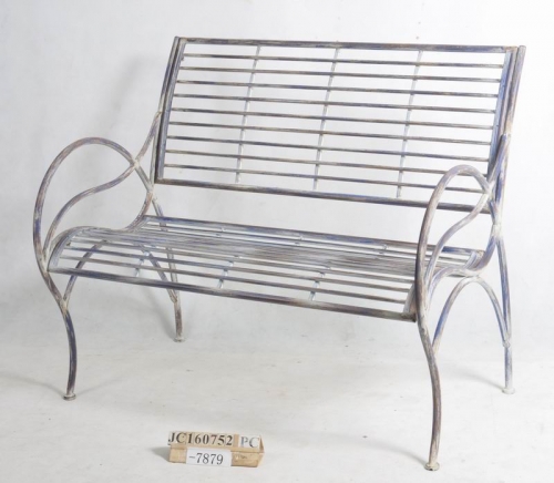 Decorative Rustic Wrought Iron Metal Outdoor Patio. BENCH Lock Down