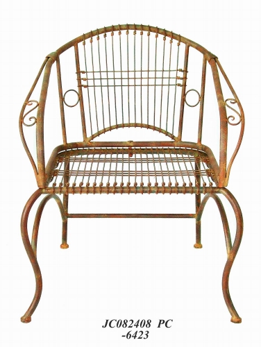 Decorative Rustic Wrought Iron Metal Outdoor Patio. ARMCHAIR Lock Down