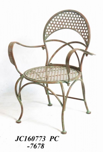 Decorative Rustic Wrought Iron Metal Outdoor Patio. ARMCHAIR Lock Down