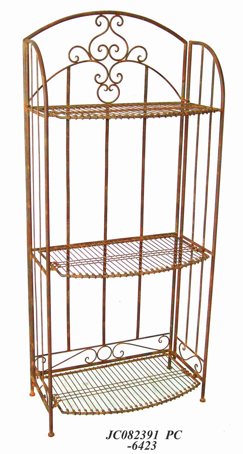 Decorative Rustic Wrought Iron Metal Outdoor Patio. 3TIER SHELF