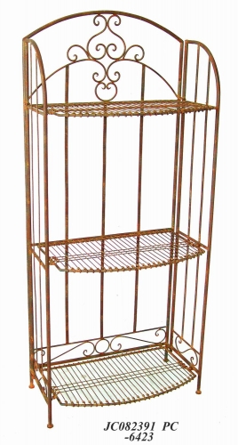 Decorative Rustic Wrought Iron Metal Outdoor Patio. 3-TIER SHELF