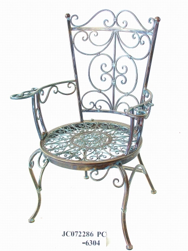 Decorative Rustic Wrought Iron Metal Outdoor Patio. ARMCHAIR Lock Down