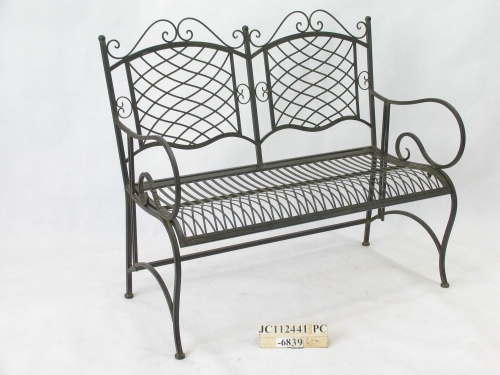 Decorative Rustic Wrought Iron Metal Outdoor Patio. FOLDING BENCH