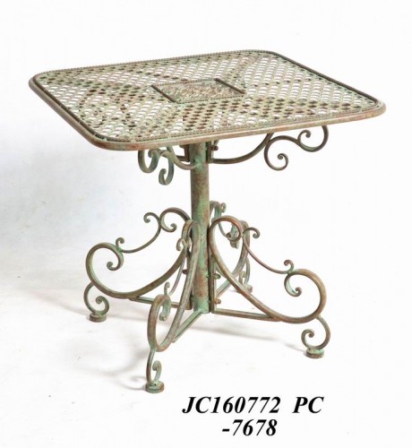 Decorative Rustic Wrought Iron Metal Outdoor Patio. SQUARE TABLE Lock Down