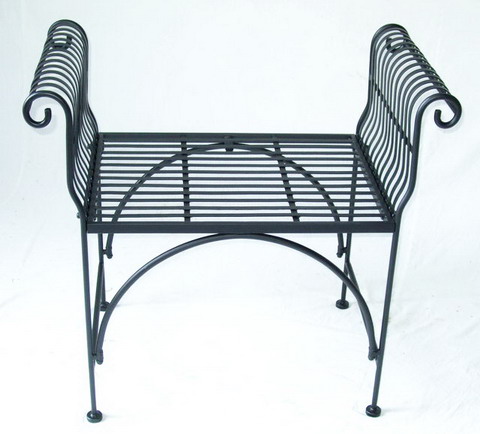 Decorative Rustic Wrought Iron Metal Outdoor Patio. SINGLE GARDEN BENCH Lock Down