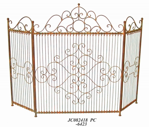 Decorative Rustic Wrought Iron Metal Outdoor Patio. FIRE SCREEN