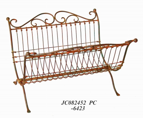 Decorative Rustic Wrought Iron Metal Outdoor Patio. MAGAZINE RACK