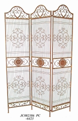 Decorative Rustic Wrought Iron Metal Outdoor Patio. 3-PANEL SCREEN