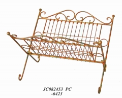 Decorative Rustic Wrought Iron Metal Outdoor Patio. MAGAZINE RACK