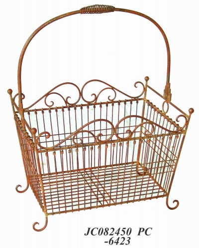 Decorative Rustic Wrought Iron Metal Outdoor Patio. MAGAZINE RACK