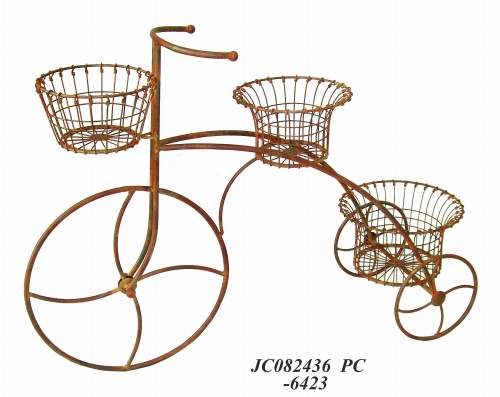 Rustic Iron Garden BICYCLE PLANT Stand