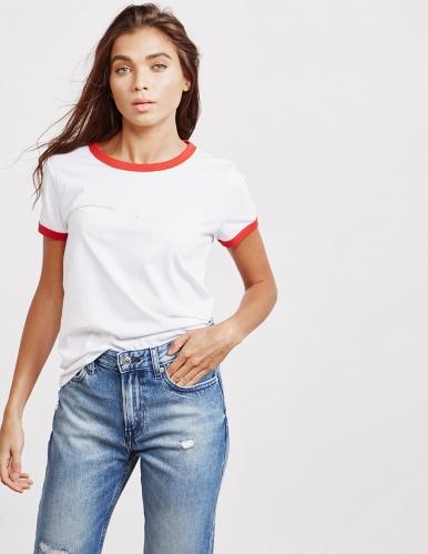 2018 fashion casual cotton coloured round neckline classic letter print lady T-shirt