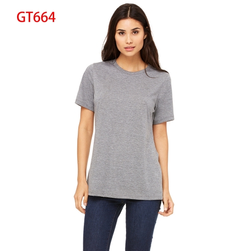 Fashion casual cotton round neck ladies embroidered T-shirt