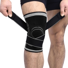 3D Nylon Spandex Elastic Knit Compression Knee Brace Support Sleeve With Straps