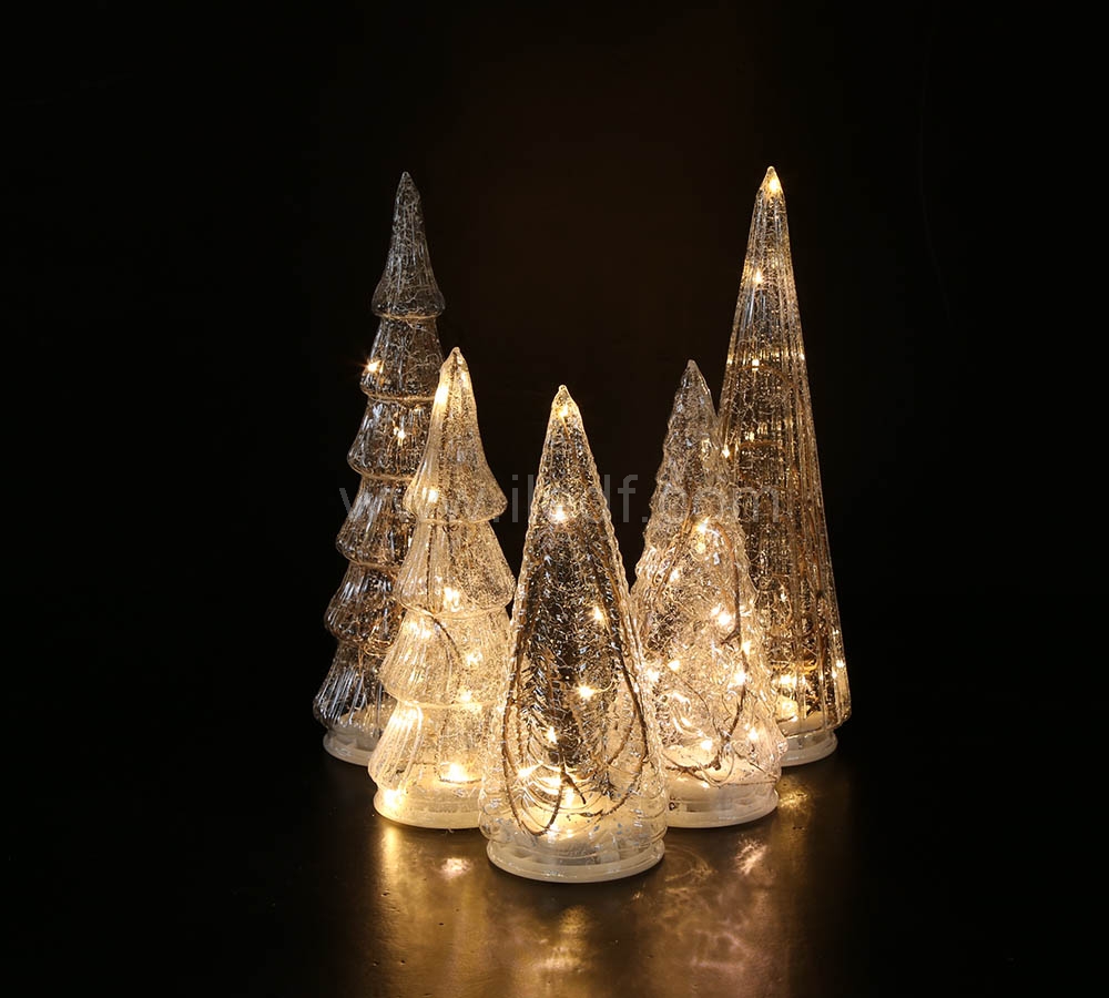 Battery Glass Chirstmas Tree Lights   Warm White LED