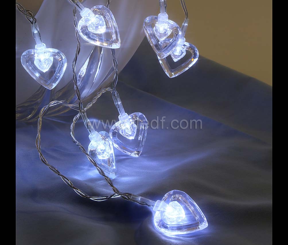 Indoor Battery Acrylic Heart Fairy Light  10 White LEDs