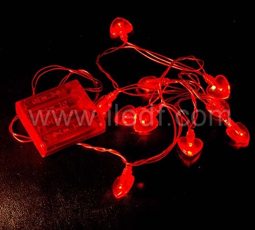 IP20 Indoor Battery Acrylic Heart Fairy Light   10 Red LEDs