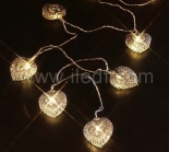 Indoor battery Metal Heart Fairy Light For Chirstmas