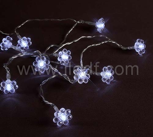 IP20 Indoor Battery Acrylic Flower Fairy Light  10 White LEDs