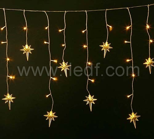 Outdoor Christmas Snowflake Icicle Lights   Warm White LEDs