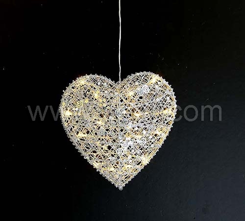 INdoor Metal Heart Hanging Light   Clear PVC Cable