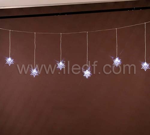 Outdoor Christmas Snowflake Curtain Lights    White LEDs