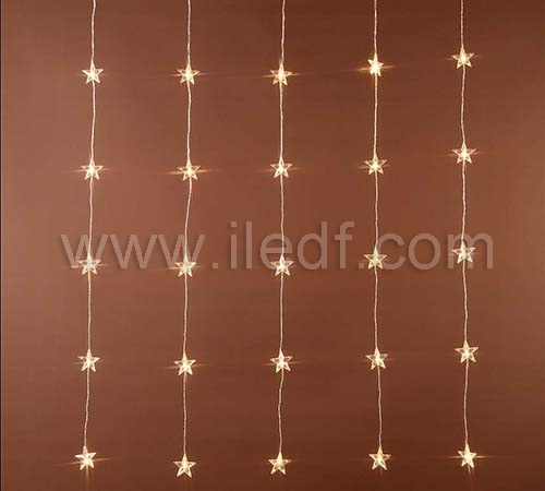 Outdoor Christmas Star Curtain Lights   Warm White LEDs