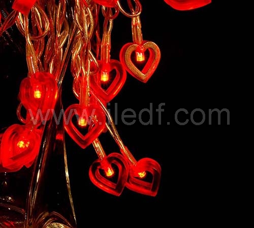 Battery Acrylic Heart Fairy Lights With Red/White LEDs