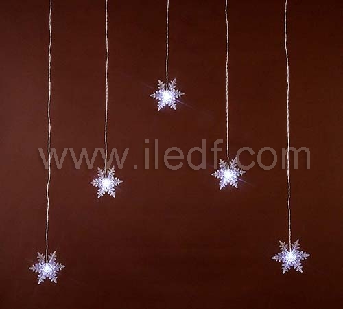 Outdoor Christmas Snowflake Icicle Lights,  White LEDs
