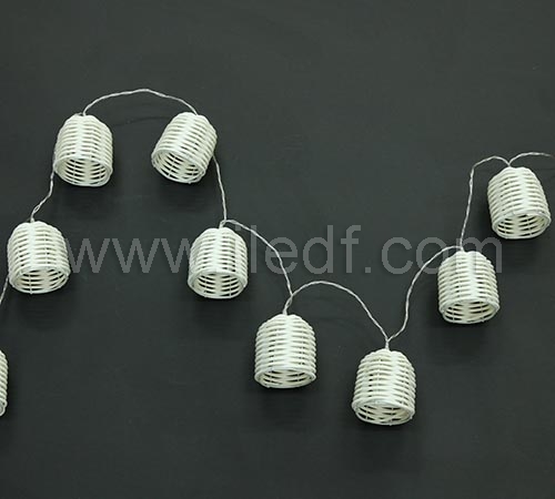 Battery Rattan Cage Fairy Lights,10 Warm White LED. Clear Cable