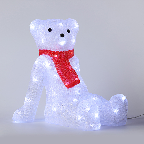 48 Led, White Bear in Hat and Scarves Christmas Light