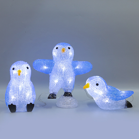 Set of 3, White Led, Baby Penguins Christmas Light