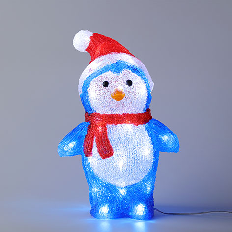 Penguin with Top Red Hat , Red Scarves Christmas Light