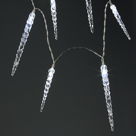 Christmas Crystal Icicles with White LED Lights