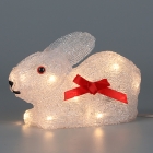 Acrylic Rabbit Ornament with Red Ribbon Christmas Lights