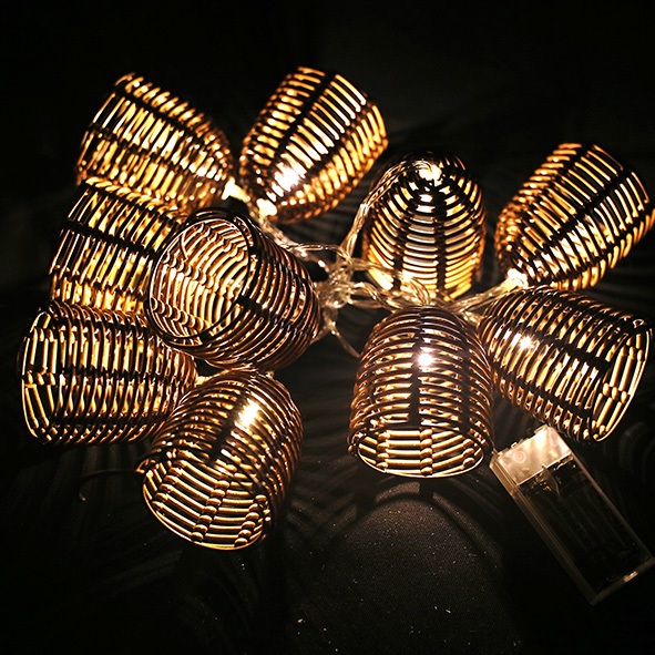 Handmade Fairy Lights Brown Rattan Ball String Lights