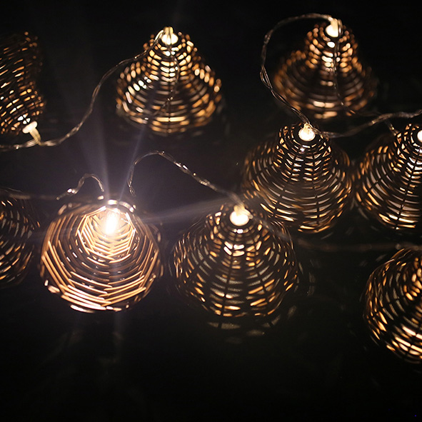 Handmade Fairy Lights Brown Rattan Ball String Lights